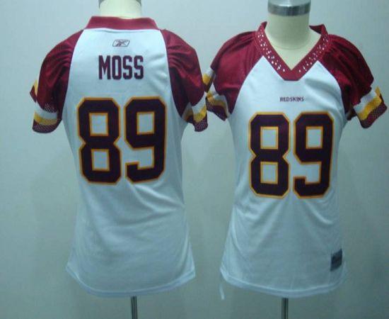 Redskins #89 Santana Moss White Women's Field Flirt Stitched NFL Jersey - Click Image to Close
